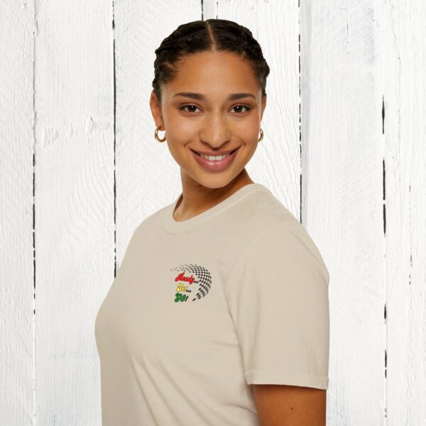 Pit crew Auntie / front & back tee / Unisex Softstyle T-Shirt - Image 21
