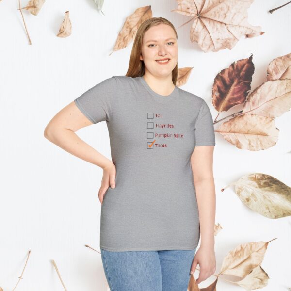 Fall checklist,  tacos / Unisex Softstyle T-Shirt - Image 3