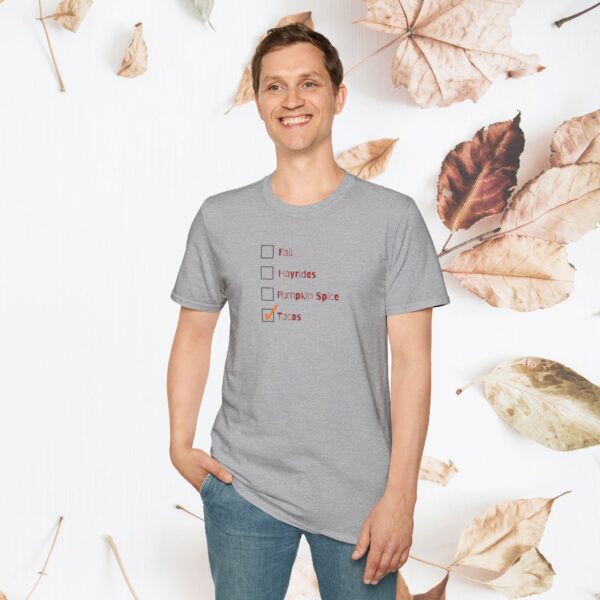 Fall checklist,  tacos / Unisex Softstyle T-Shirt - Image 4