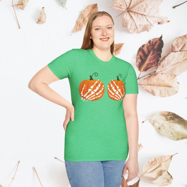 Pumpkin, skeleton hands / Unisex Softstyle T-Shirt - Image 18