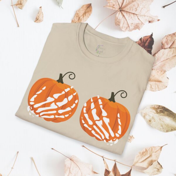 Pumpkin, skeleton hands / Unisex Softstyle T-Shirt - Image 7