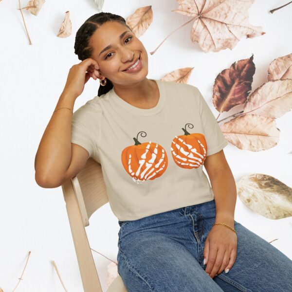 Pumpkin, skeleton hands / Unisex Softstyle T-Shirt - Image 10