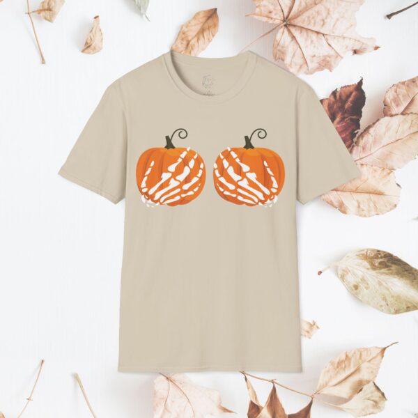 Pumpkin, skeleton hands / Unisex Softstyle T-Shirt - Image 6