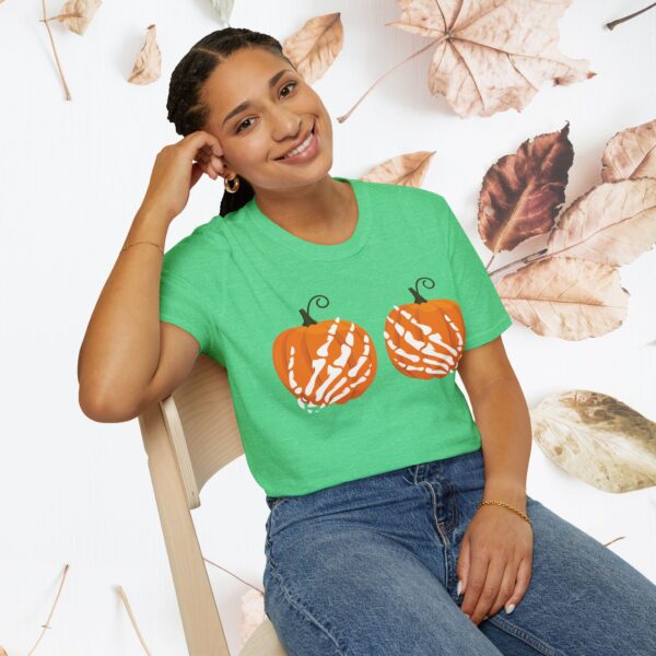 Pumpkin, skeleton hands / Unisex Softstyle T-Shirt - Image 20