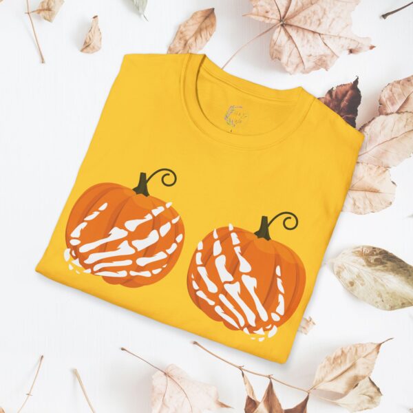 Pumpkin, skeleton hands / Unisex Softstyle T-Shirt - Image 12