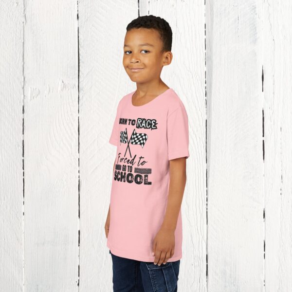Born to race, forced to go to school | Youth Short Sleeve Tee - Image 12