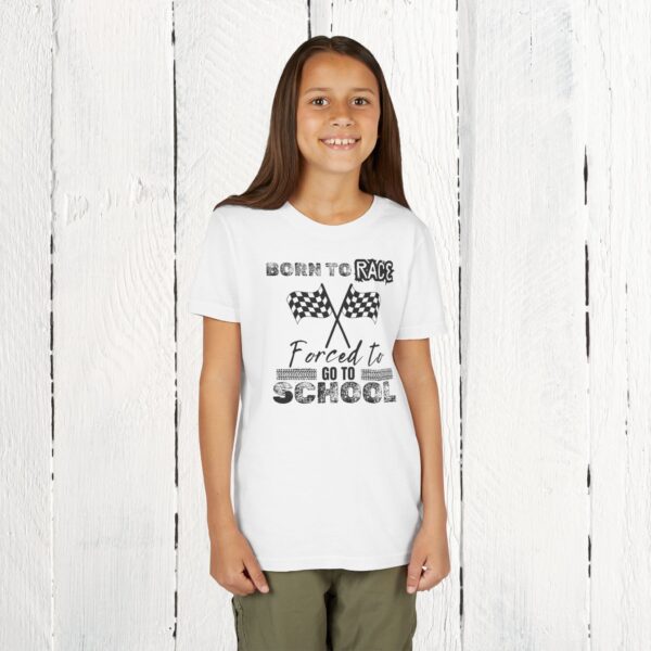 Born to race, forced to go to school | Youth Short Sleeve Tee - Image 2