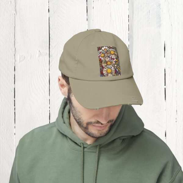 Stained Glass floral | Unisex Distressed Cap - Image 26
