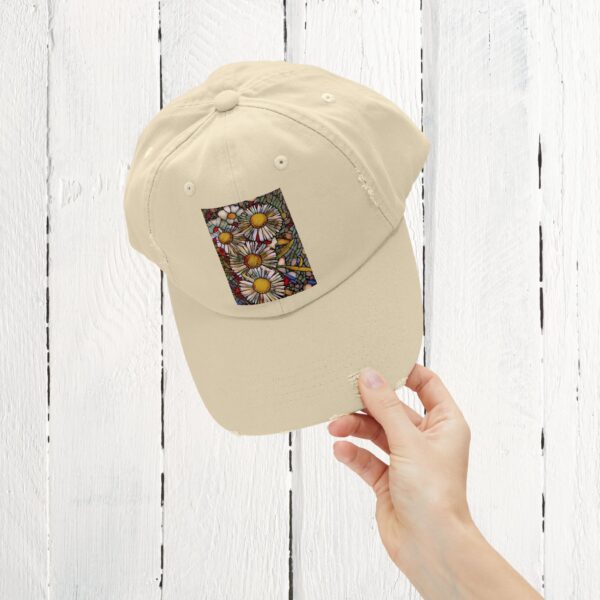 Stained Glass floral | Unisex Distressed Cap - Image 14