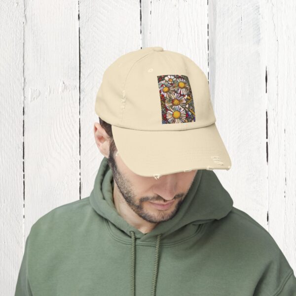 Stained Glass floral | Unisex Distressed Cap - Image 12