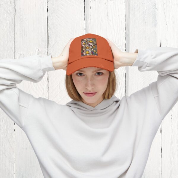 Stained Glass floral | Unisex Distressed Cap - Image 20