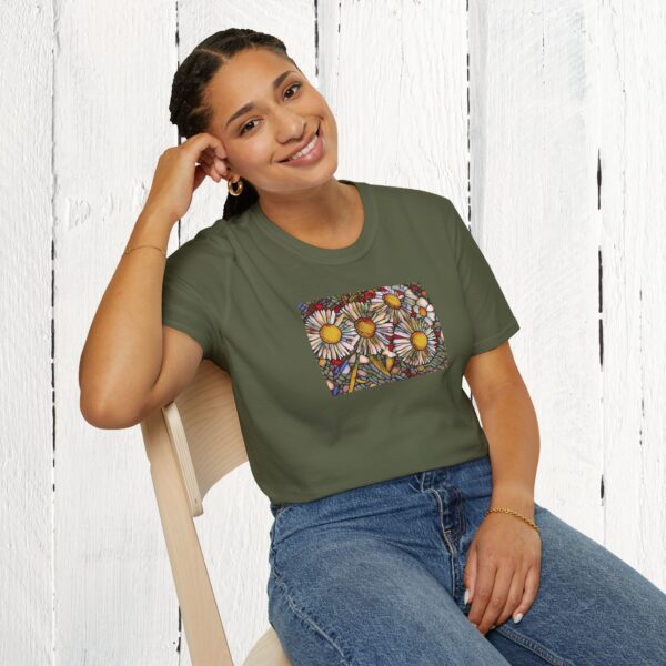 Stained glass floral | Unisex Softstyle T-Shirt - Image 5