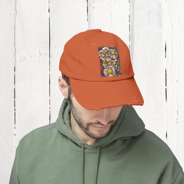 Stained Glass floral | Unisex Distressed Cap - Image 19