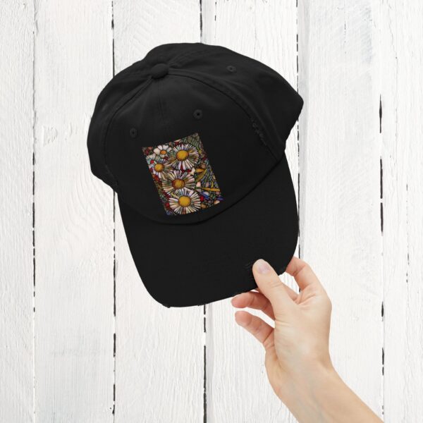 Stained Glass floral | Unisex Distressed Cap - Image 6