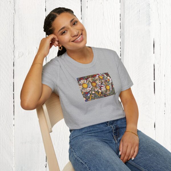 Stained glass floral | Unisex Softstyle T-Shirt - Image 25