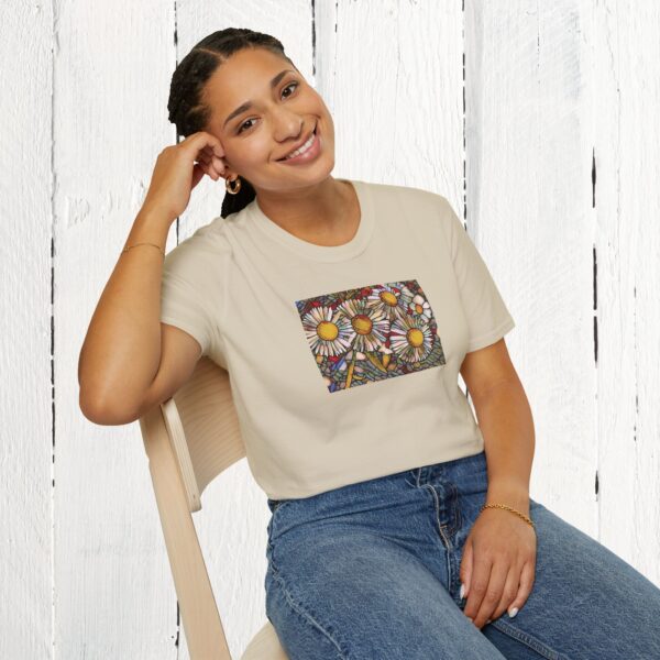 Stained glass floral | Unisex Softstyle T-Shirt - Image 19