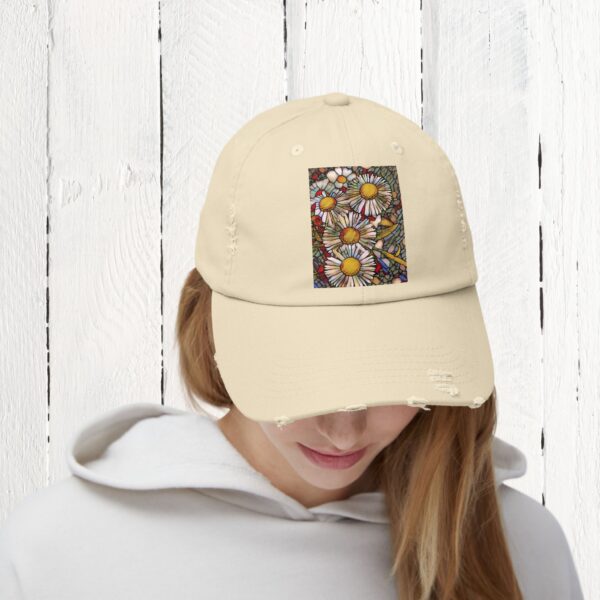 Stained Glass floral | Unisex Distressed Cap - Image 11
