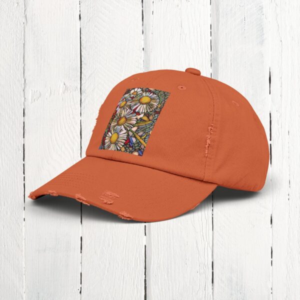 Stained Glass floral | Unisex Distressed Cap - Image 16