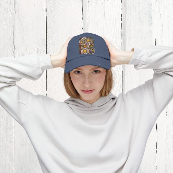 Stained Glass floral | Unisex Distressed Cap - Image 34