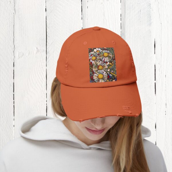 Stained Glass floral | Unisex Distressed Cap - Image 18