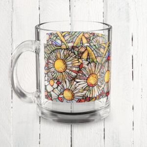 Stained Glass floral mug | Clear Glass Mug, 10oz