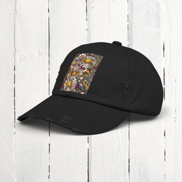 Stained Glass floral | Unisex Distressed Cap - Image 2
