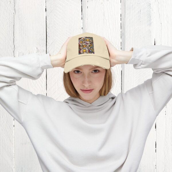 Stained Glass floral | Unisex Distressed Cap - Image 13