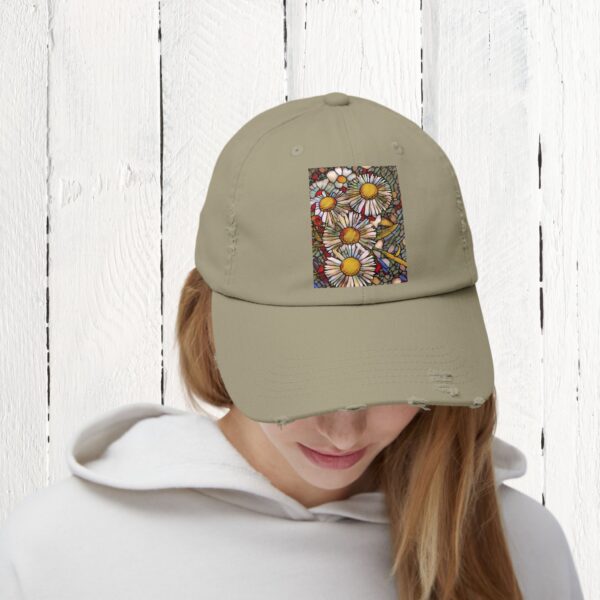 Stained Glass floral | Unisex Distressed Cap - Image 25