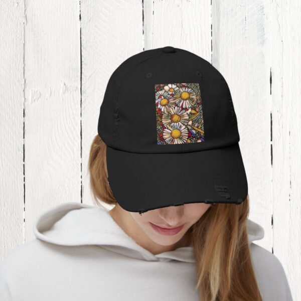 Stained Glass floral | Unisex Distressed Cap - Image 4