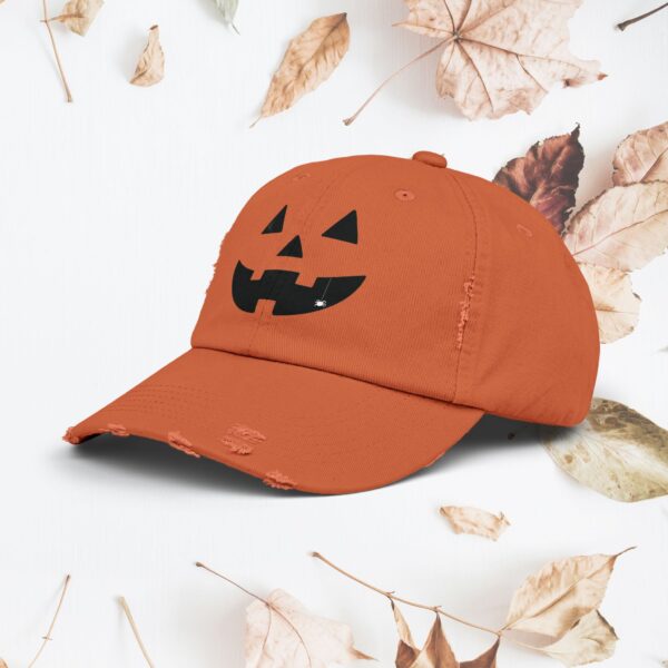 Jack “o” lantern face | Unisex Distressed Cap - Image 5