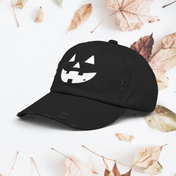 Jack “o” lantern face | Unisex Distressed Cap - Image 3