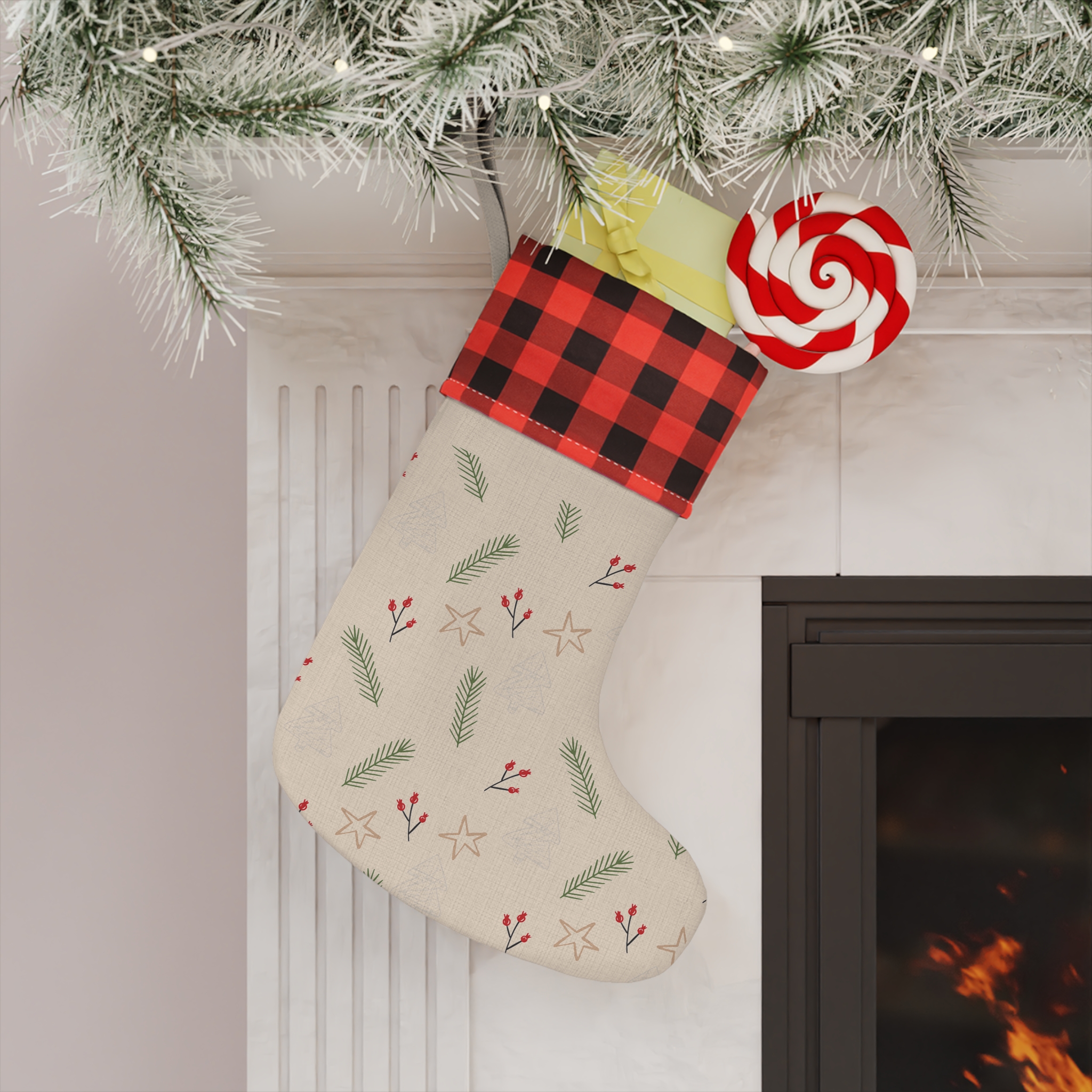 Christmas Stocking | burlap | plaid